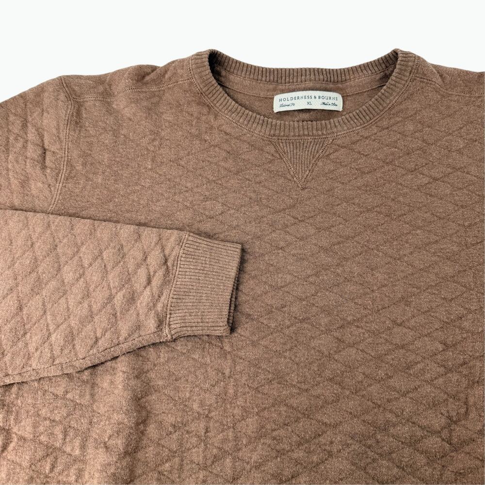 Holderness & Bourne The Ward Sweater XL Mens Heathered Rye Quilted Knit Golf - Picture 7 of 9